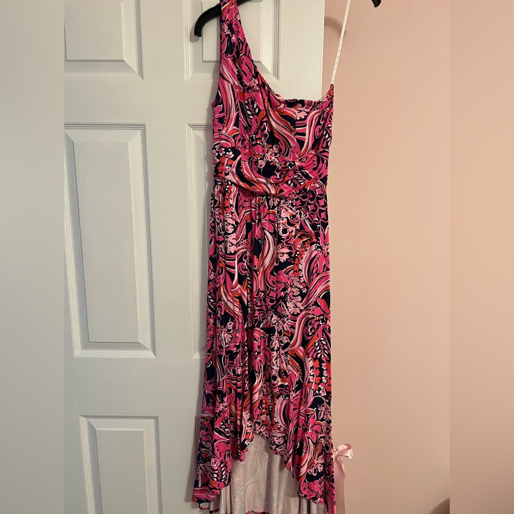 Vibrant Pink and Black Maxi Dress